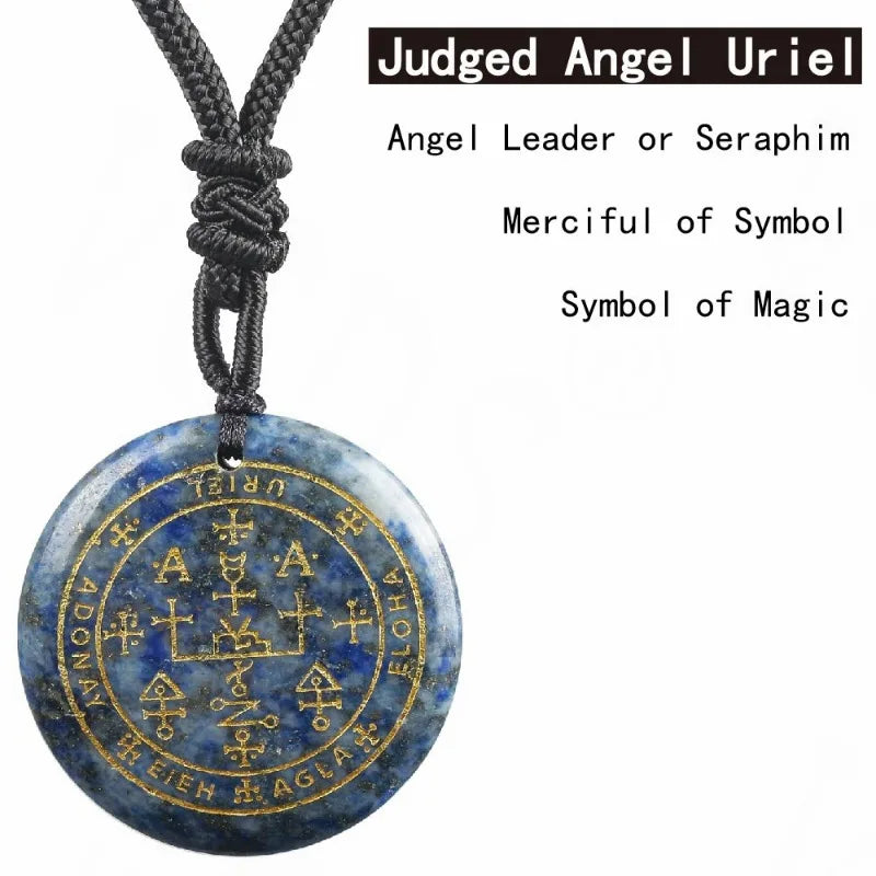 Chakra-Heilstein Halskette – Natürlicher Edelstein mit Erzengel-Symbolen | Reiki, Spiritualität & Energieausgleich
